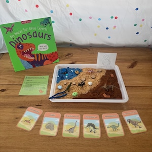 Dinosaur Sensory Play Kit for Toddlers – Montessori Activity Box – EYFS Small World Tray