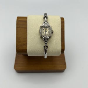 Vintage Bulova 10k Rolled White Gold Plate Diamond (tested) Ladies Wristwatch READ