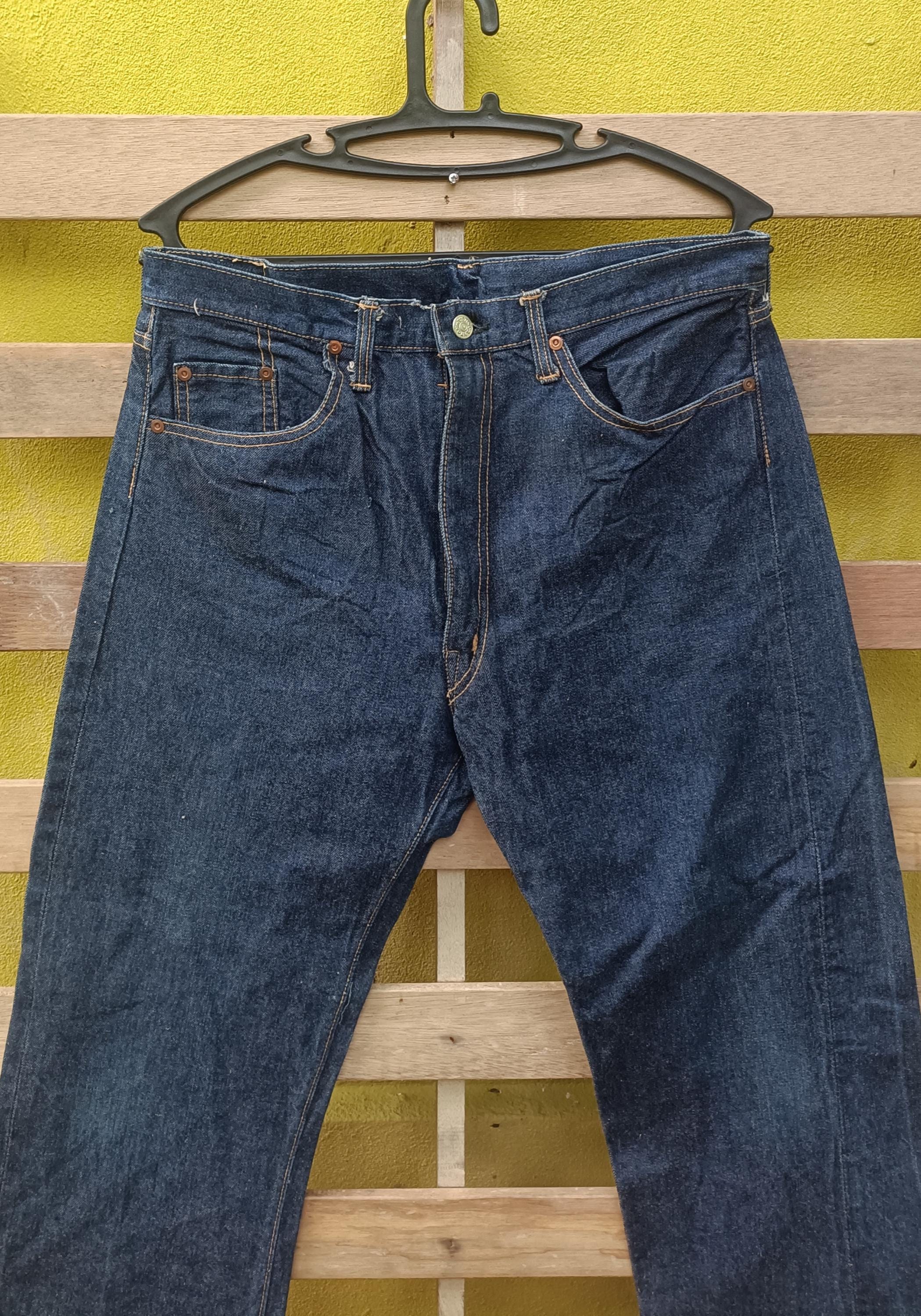 CANTON USA製 ダークブルー フレアレッグデニム Distressed Vintage Canton Denim Jeans Made in Usa Blue Denim