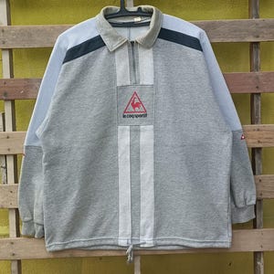 Vintage Le Coq Sportif sweatshirt half zipper pullover grey colour medium size