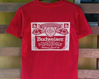 Vintage 80s 90s  Budweiser t-shirt nice design red colour small size