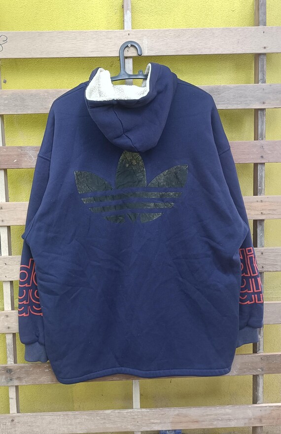 Vintage Adidas Three Stripes Jacket Hoodies Big Logo Navy Blue