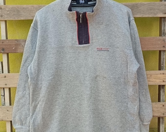 フィラ スポーツ スウェットシャツ プルオーバー ハーフジップ グレー ラージサイズ