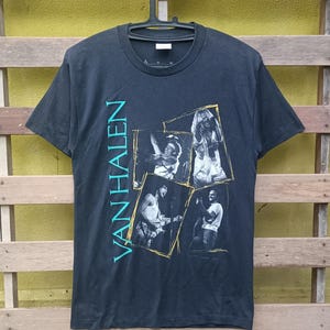 Vintage 80s Van Halen American rock band t-shirt black colour large size
