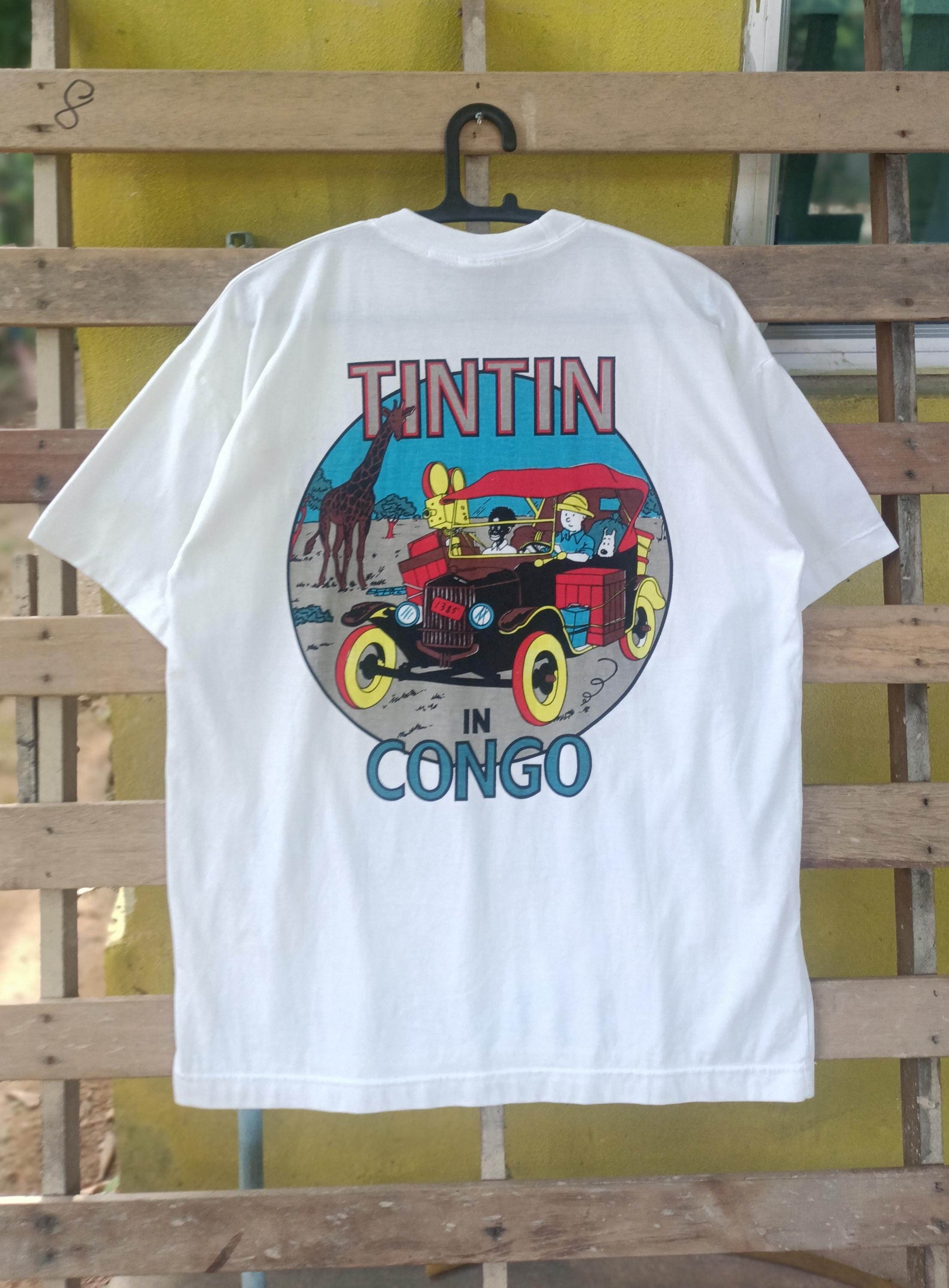 T-shirt Vintage Tintin 1993 Corner Production - Taille XS - Fabriqué En France - Occasion Très Bon État