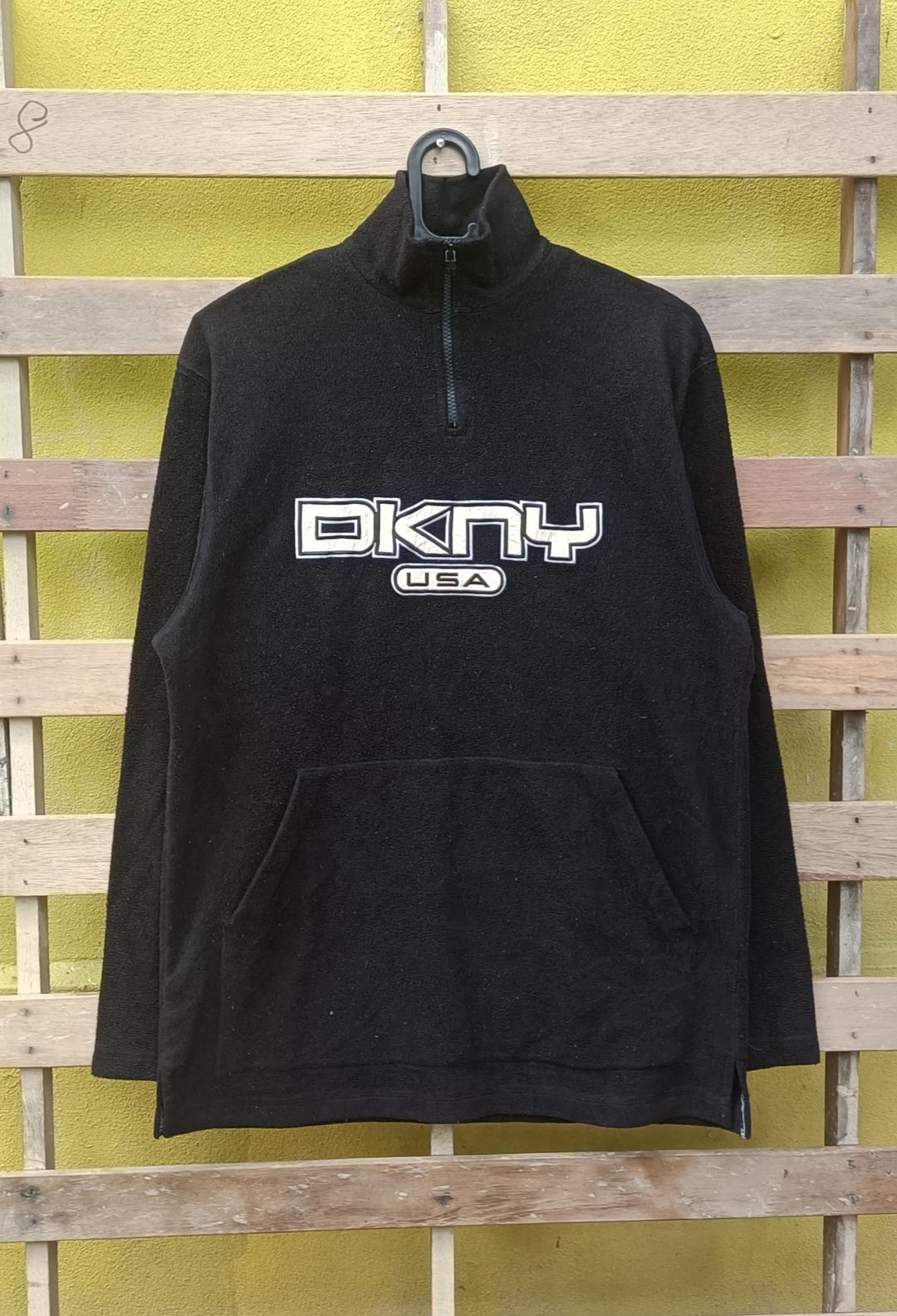 ヴィンテージ DKNY フリーススウェットシャツ ハーフジップ ブラック 