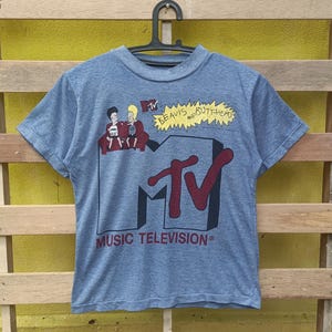 Vintage 1994 Beavis and Butt- head t-shirt (women) American animated television comedy series blue colour small size