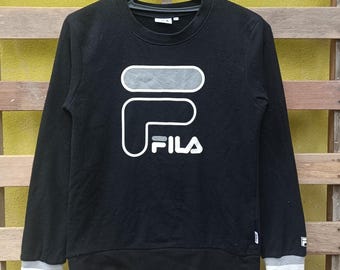 ヴィンテージ Fila スウェットシャツ（レディース）プルオーバー ビッグロゴ ブラック XSサイズ