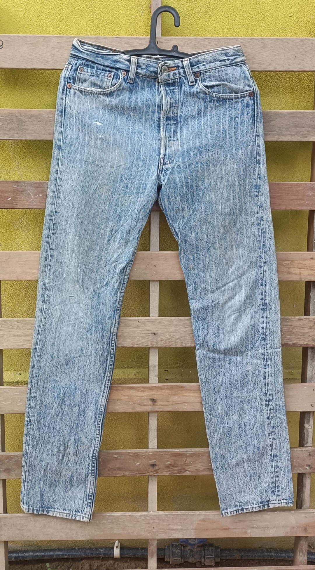 Vintage 80s Levi's 501 Denim Jeans Nice Design Acsid Wash Design