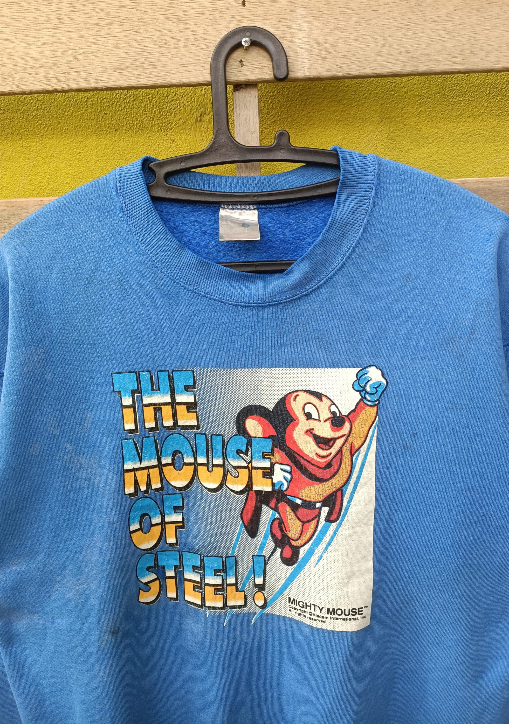 Vintage Mighty Mouse Cartoon Sweatshirt Pullover Blue Colour