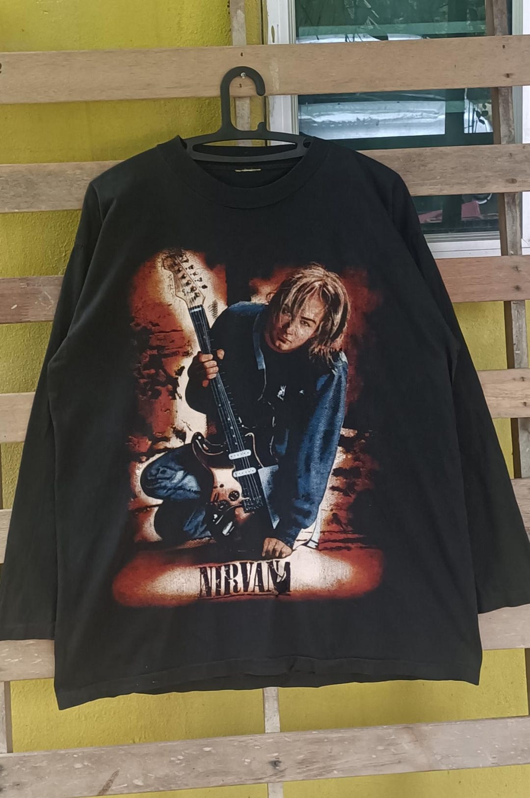 Vintage Nirvana Long Sleeve Shirt: Kurt Cobain Graphic Tee, Large