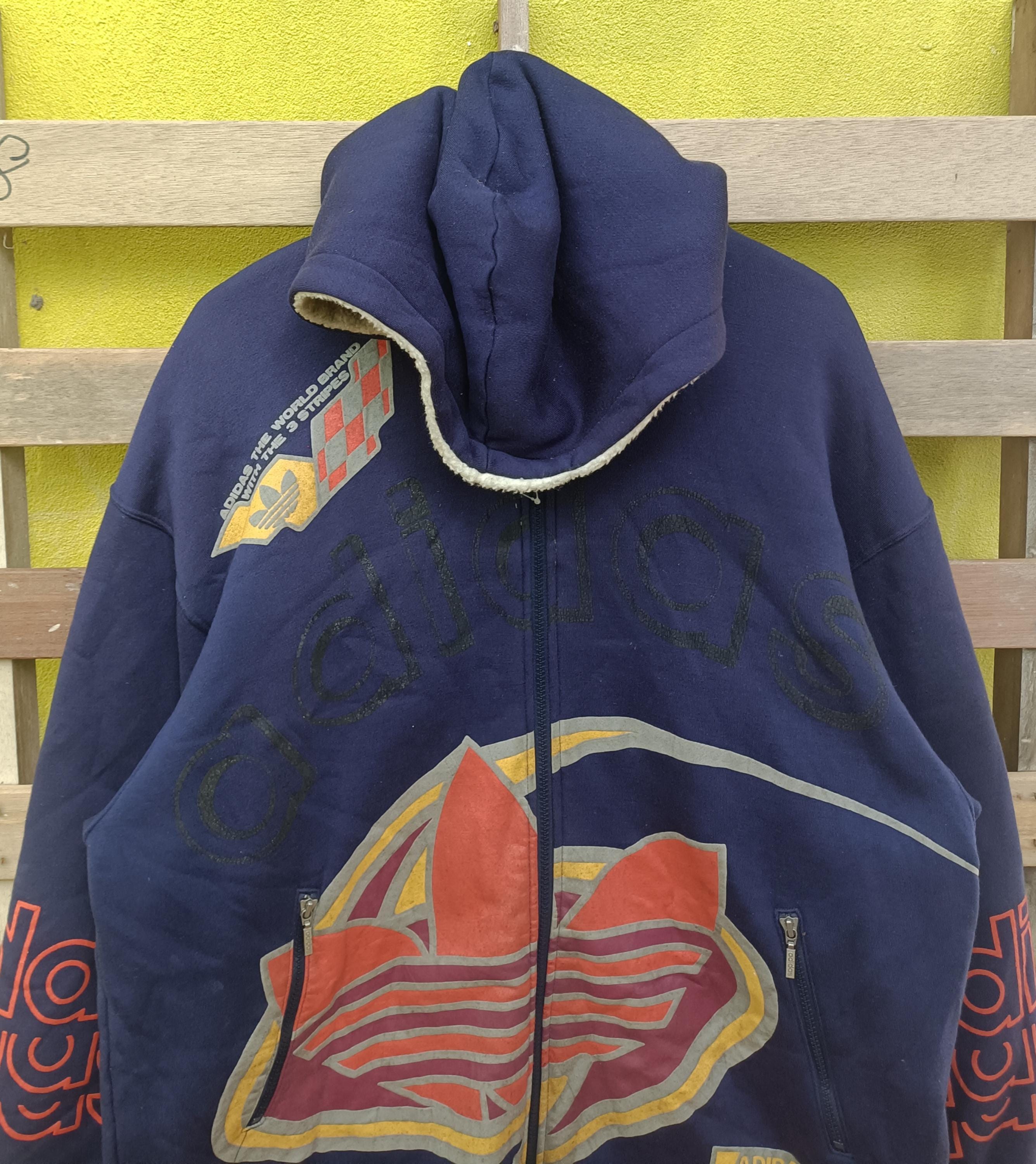 Vintage Adidas Three Stripes Jacket Hoodies Big Logo Navy Blue