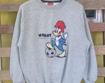 Vintage Woody woodpeckers sweatshirt cartoons shirt gray colour medium size