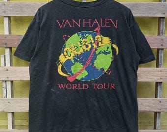 Vintage Van Halen American Rock Band T-shirt World Tour 1988 Black