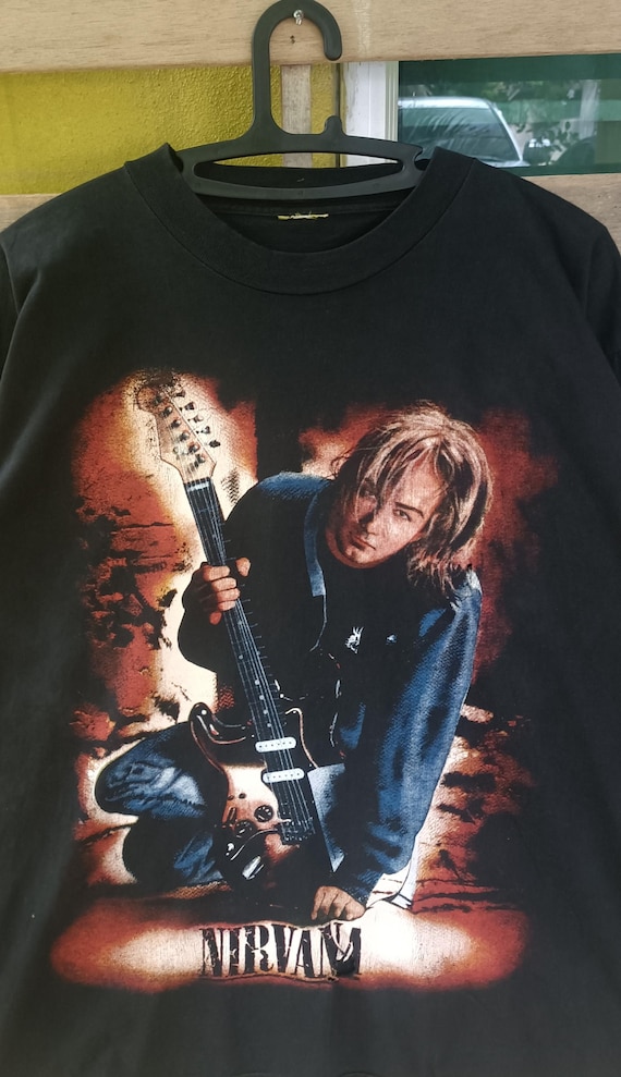 Vintage Nirvana Long Sleeve Shirt: Kurt Cobain Graphic Tee, Large
