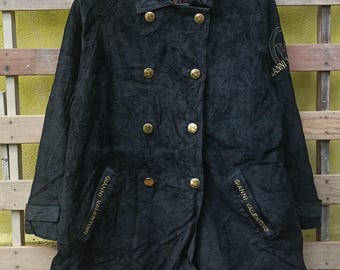 Vintage Gianni Valentino leather jacket black colour medium size