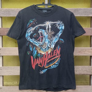 Vintage Van Halen T-Shirt: Black Rock Band Tee, Medium Size