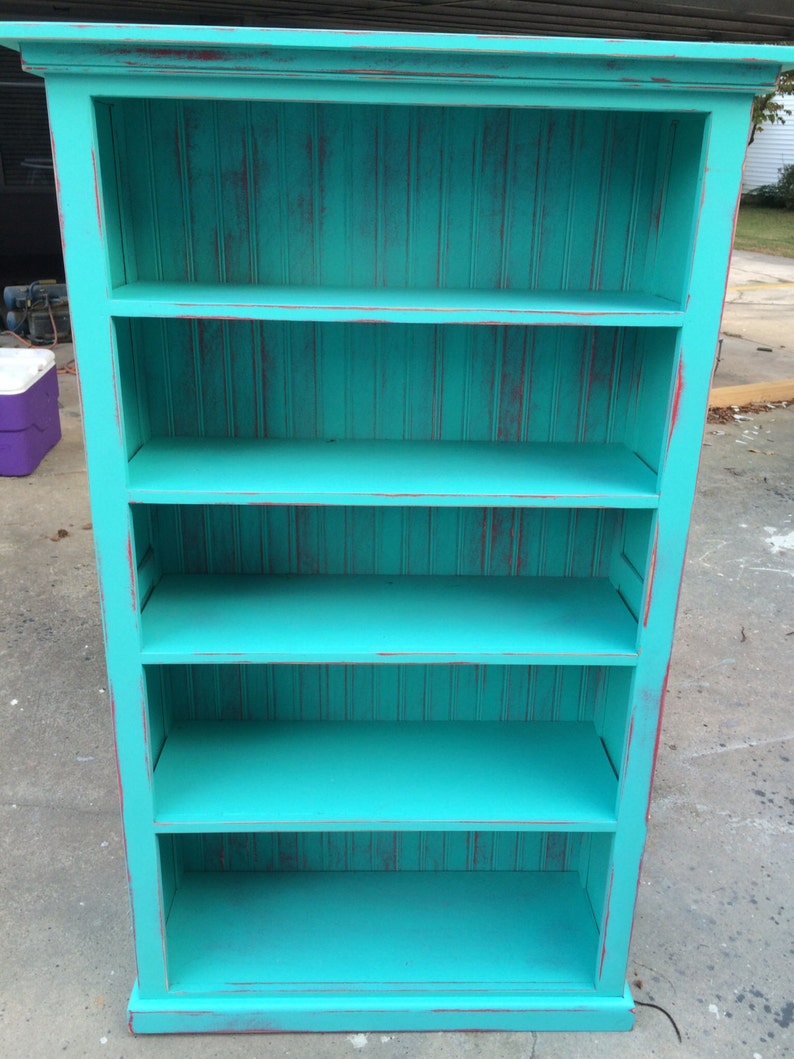 bookcase turquoise red etsy