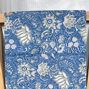 Hand Block Print Cotton Fabric: Floral Sewing Material By The Yard