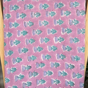 Floral Hand Block Printed Cotton Fabric: Indian Dressmaking Cloth