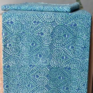 Floral Hand Block Print Cotton Fabric: Indian Dressmaking Material