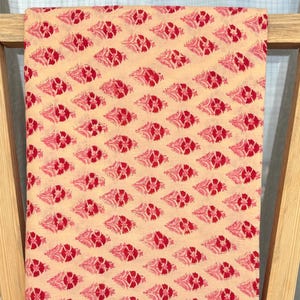 Floral Block Print Cotton Fabric: Indian Hand-Stamped Sewing Material