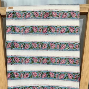 Hand Block Print Cotton Fabric: Floral Sewing Material By The Yard