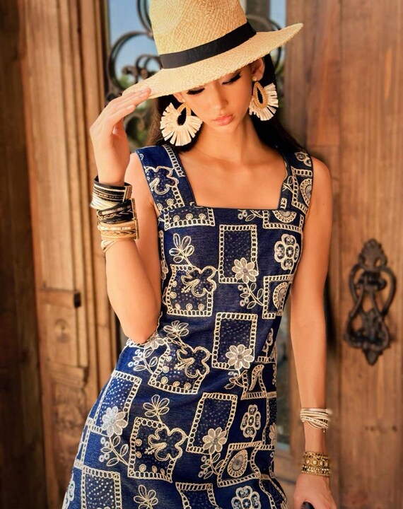 Boho Summer Dress: Embroidered Linen Blend - Square Neck, Floral Pattern - Etsy Israel Boho Summer Dress: Embroidered Linen Blend - Square Neck, Floral Pattern - Etsy Israel
