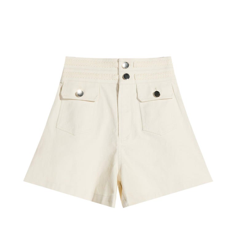 Embroidered Balloon-Sleeve Top & High-Rise Shorts Matching Set - Dabuwawa
