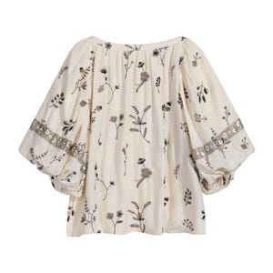 Embroidered Balloon-Sleeve Top & High-Rise Shorts Matching Set - Dabuwawa