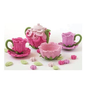 Floral Tea Set, Floral Tea Set Crochet Pattern CR025