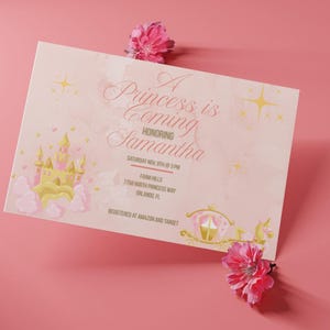 Princess baby shower invitation, Baby shower template, Princess invitation template, Princess baby, Editable invitations