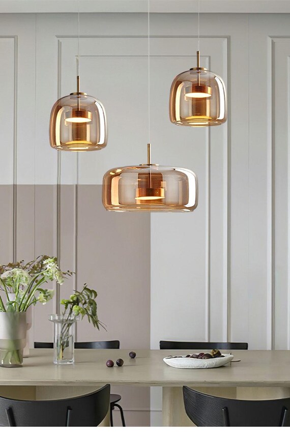 Suspension en Verre Doré – Lampe Design Moderne et Élégante