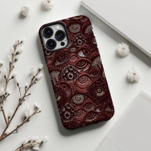 Mystical Red Thousand Eyes Phone Case,Dark Retro Printmaking Subculture Art,For iphone 17 16 15 14 13 12 11 Pro Max,Samsung S26 S25 ,Magsafe