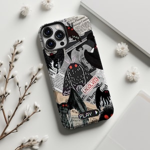 Capa de celular Mothman, Cryptidcore, Capa para iPhone Folklore, Samsung Galaxy Cryptid, Criatura monstruosa do Google Pixel, Lenda urbana, Assustador e assustador