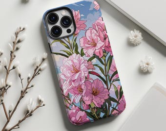 Roze Camelia Bloemen Sky Telefoonhoesje, Zacht, meisjesachtig, schattig, minimalistisch bloemenprint, voor iPhone 17 16 15 14 13 12 11 Pro Max, Samsung S26 S25, MagSafe