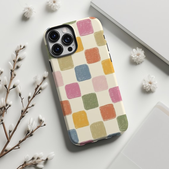 Soft Colorful Squares Phone Case,Preppy checker,Cute Mosaic,For iPhone 17 16 15 14 13 12 11 Pro Max,Samsung S30 S25 S24 S23 S22FE,BESTSELLER