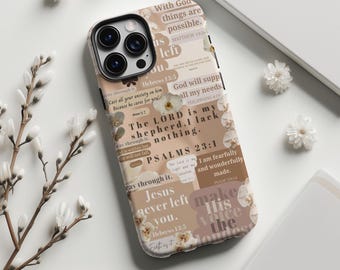 Telefoonhoesje met Bijbeltekstdesign, cover voor iPhone 16 15 14 13 12 11 PRO Max Plus, Samsung Galaxy S26 S25 S24, S23, S22, cadeau voor mama en papa, Magsafe
