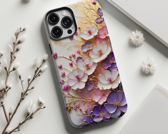 Vintage Botanical Magsafe-telefoonhoesje, mozaïek geperste bloemen, iPhone 16, 15, 14, 13 Pro Max Mini, cadeau voor tuiniers, telefoonaccessoire