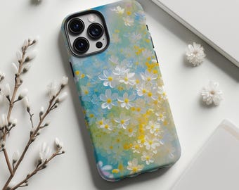Pastel White Daisy Wildflower Phone Case,Spring Cottagecore Watercolor Print,For iphone 17 16 15 14 13 12 11 Pro Max,Samsung S26 S25,Magsafe