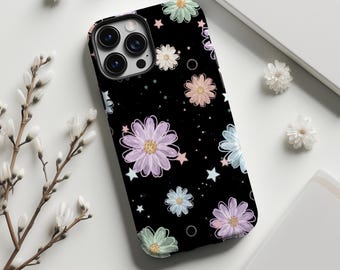 Pastel Daisy Floral Star Phone Case,Hand-drawn Watercolor Flower Aesthetic Print,For iphone 18 17 16 15 14 13 12 11,Samsung S26 S25,Magsafe