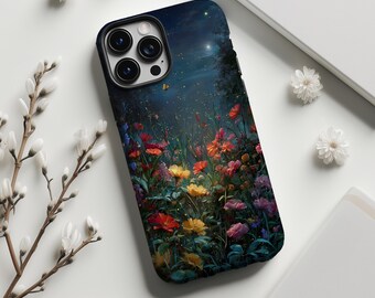 Magical Night Wildflower Meadow Firefly Butterfly Moon Fantasy Print Phone Case,For iphone 18 17 16 15 14 1 3 12 11,Sumsung S26 S25,Magsafe