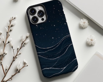 Deep Blue Starry Sea Wave Phone Case,Dreamlike Universe and Ocean Art,For iphone 17 16 15 14 13 12 11 Pro Max,Samsung S26 S25 Ultra,Magsafe