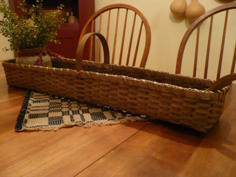Primitive Handwoven Long & Skinny Basket Storage Basket Etsy