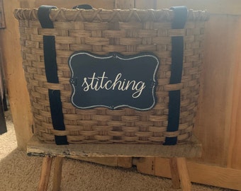 Stitching Tote Basket, cross stitch storage