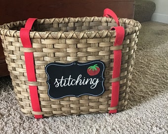 Stitching Tote Basket, cross stitch storage