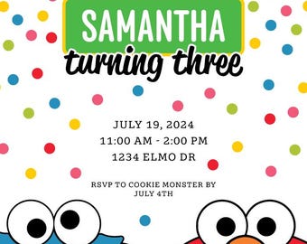 Sesame Street Inspired Invitation - Digital Download