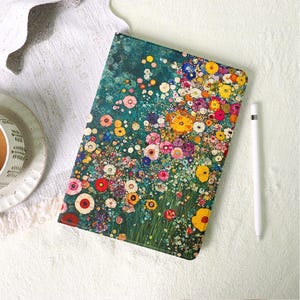 Colorful Flowers Retro iPad Case with Pencil Holder for 2025 2024 New iPad A16 Air 7/6/5 10 10.9" 10.2" Pro 11" 12.9" 13" Mini 6/7 Cover