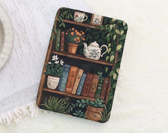 Bookshelf Flowers Custom Kindle Case 2024 Paperwhite 12th Gen Kindle 12th/11th/10th Colorsoft Clear Back Kindle Cover Case with Hand Strap