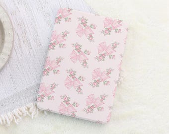 Retro Pink Floral Cute Bow Custom Kindle Case 2024 Paperwhite 12th Gen Kindle 12th/11th/10th Colorsoft Kindle Cover with Hand Strap for Girl